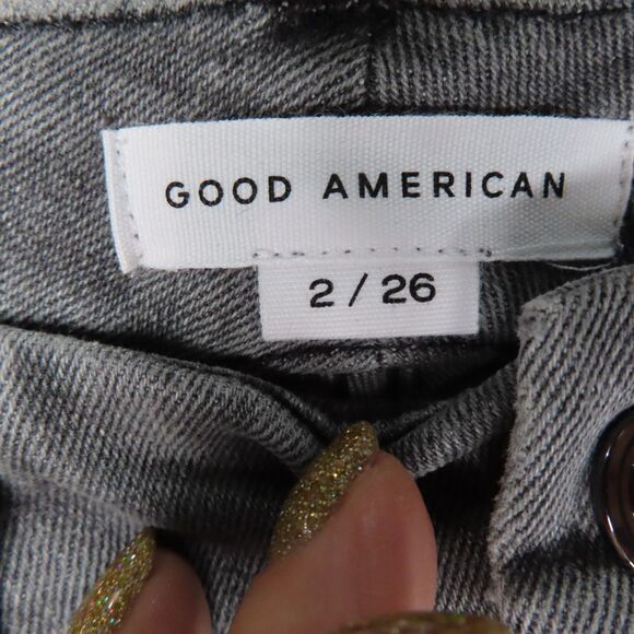 Good American Skinny Jeans Size 2/26 Gray Good Waist Exposed Button Fly NEW - Picture 6 of 12